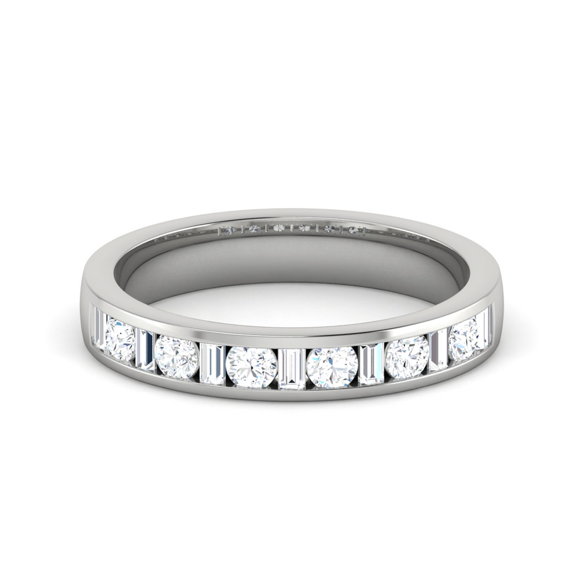 Round & Baguette Diamond Wedding Ring
