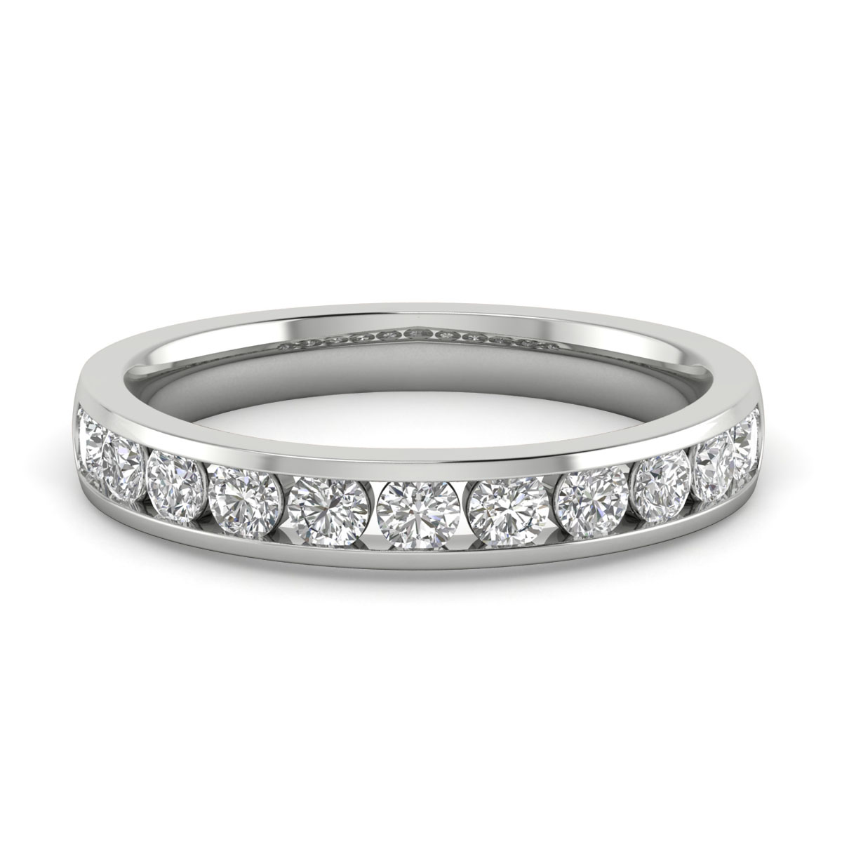 Round Diamond Half Eternity Wedding Band