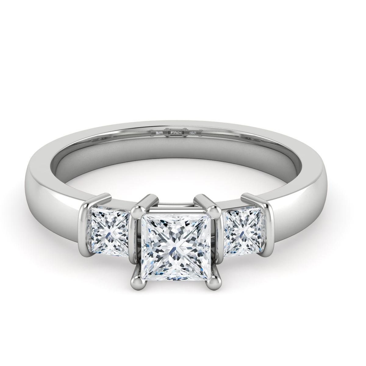 Princess Diamond Three Stone Engagement Ring