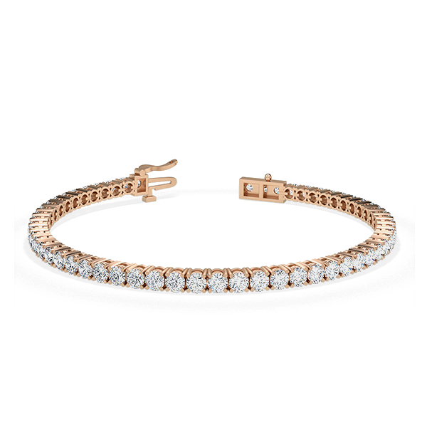 Image of Trendy Designs Tennis Bracelets With 18K Rose Gold, 4.56 Ct , 7 Inch Size, H-I / VS With Natural Diamonds.