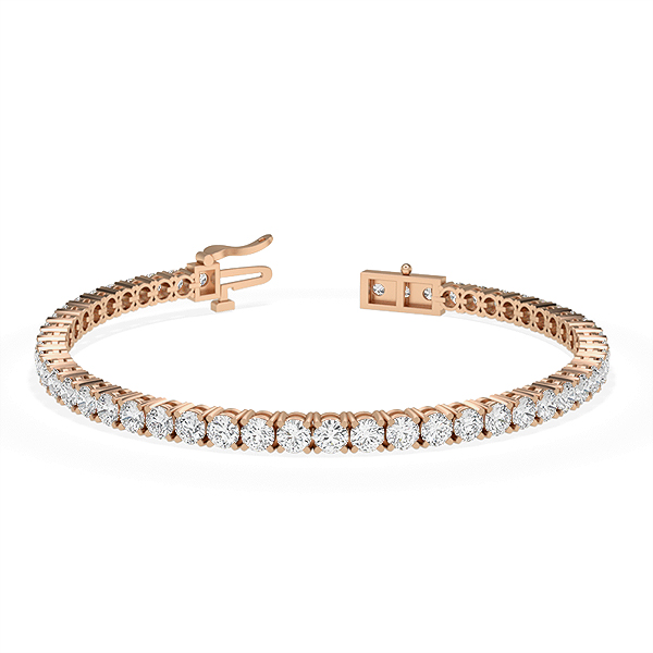 Image of Trendy Designs Tennis Bracelets With 18K Rose Gold, 5.30 Ct , 6.5 Inch Size, D-E / VS With Natural Diamonds.