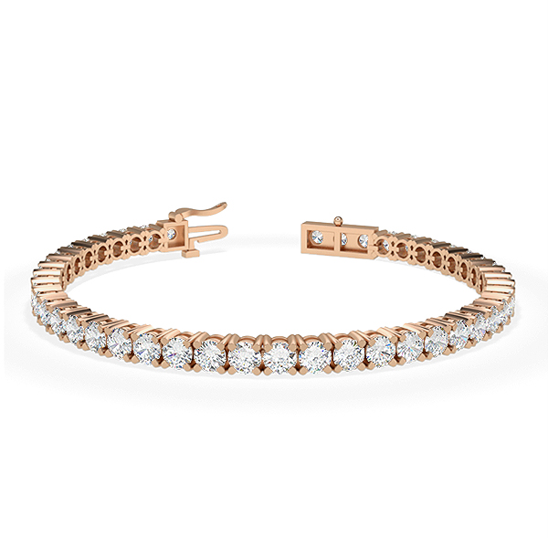 Image of Trendy Designs Tennis Bracelets With 18K Rose Gold, 5.94 Ct , 7 Inch Size, D-E / SI With Natural Diamonds.