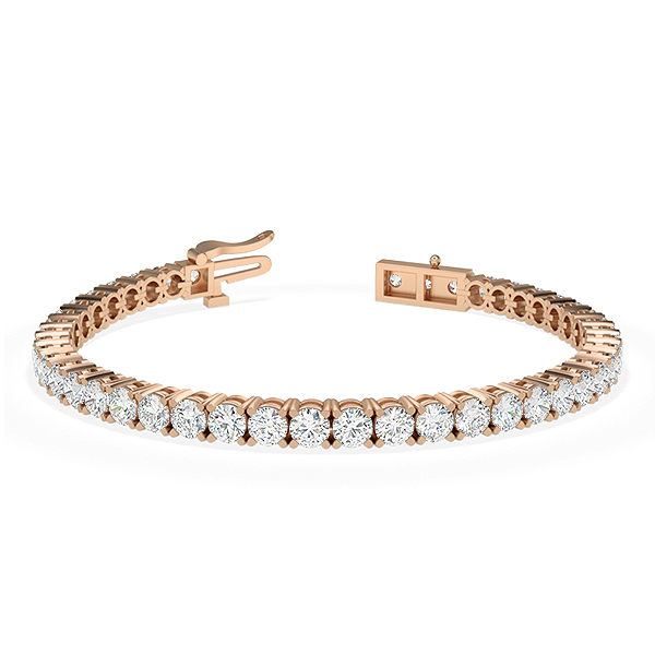 Image of Trendy Designs Tennis Bracelets With 18K Rose Gold, 7.08 Ct , 6.5 Inch Size, F-G / VS With Lab Diamonds.