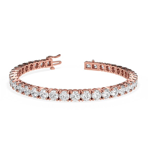 Image of Trendy Designs Tennis Bracelets With 18K Rose Gold, 10.80 Ct , 7 Inch Size, D-E / SI With Natural Diamonds.