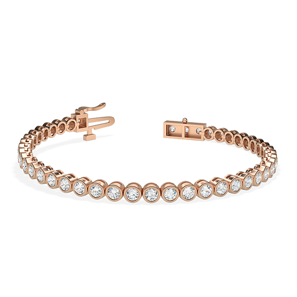 Image of Trendy Designs Tennis Bracelets With 18K Rose Gold, 3.21 Ct , 7 Inch Size, H-I / SI With Lab Diamonds.