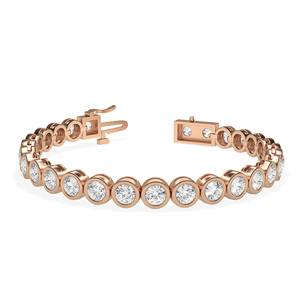 Image of Trendy Designs Tennis Bracelets With 18K Rose Gold, 6.89 Ct , 7 Inch Size, F-G / VS With Natural Diamonds.