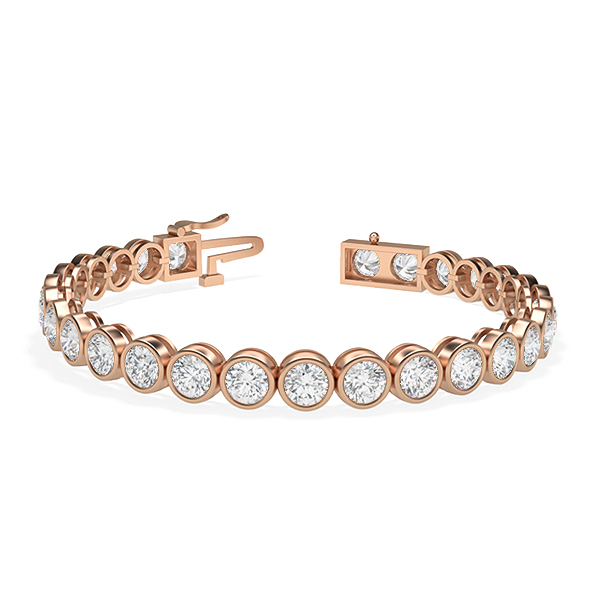 Image of Trendy Designs Tennis Bracelets With 18K Rose Gold, 7.80 Ct , 6.5 Inch Size, H-I / VS With Lab Diamonds.