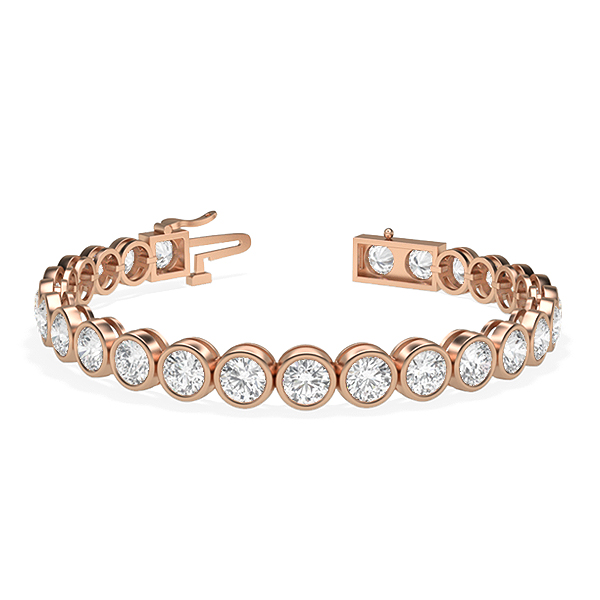 Image of Trendy Designs Tennis Bracelets With 18K Rose Gold, 8.75 Ct , 6.5 Inch Size, D-E / VS With Natural Diamonds.