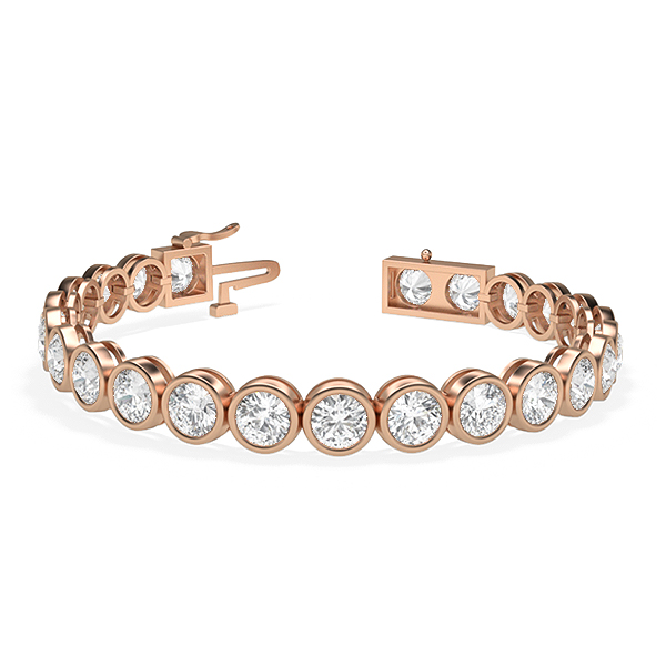 Image of Trendy Designs Tennis Bracelets With 18K Rose Gold, 9.35 Ct , 7 Inch Size, D-E / VS With Lab Diamonds.