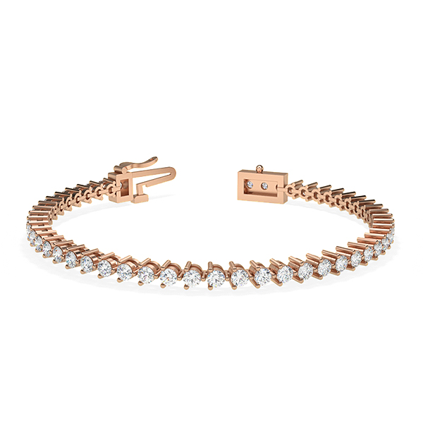 Image of Trendy Designs Tennis Bracelets With 18K Rose Gold, 3.00 Ct , 7 Inch Size, F-G / VS With Natural Diamonds.