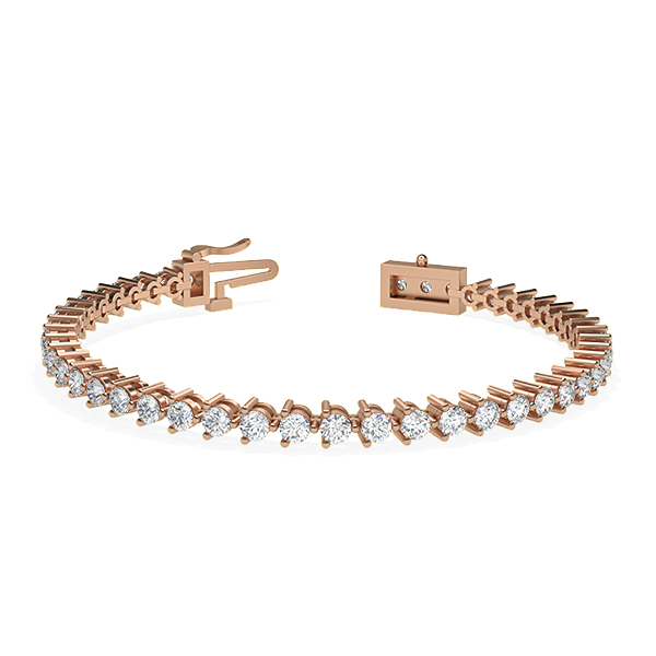 Image of Trendy Designs Tennis Bracelets With 18K Rose Gold, 4.05 Ct , 6.5 Inch Size, D-E / SI With Lab Diamonds.