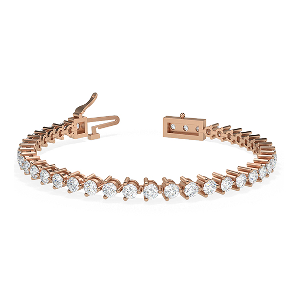 Image of Trendy Designs Tennis Bracelets With 18K Rose Gold, 5.27 Ct , 7 Inch Size, F-G / VS With Natural Diamonds.