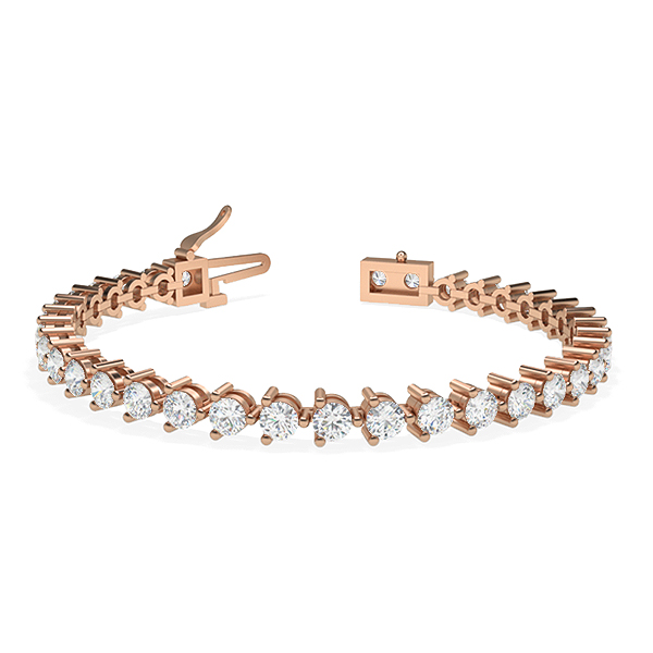 Image of Trendy Designs Tennis Bracelets With 18K Rose Gold, 6.09 Ct , 6.5 Inch Size, D-E / VS With Lab Diamonds.