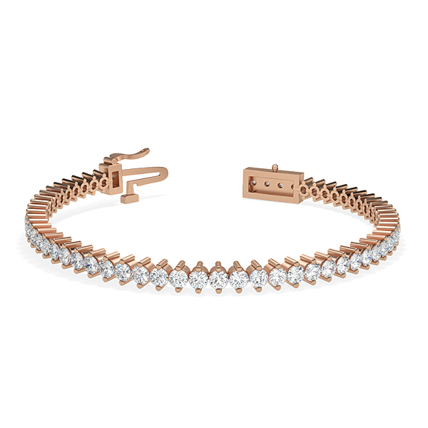 Trendy Designs Tennis Bracelets With 18K Rose Gold, 4.32 Ct , 7 Inch Size, H-I / SI With Lab Diamonds.