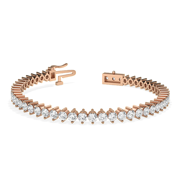 Trendy Designs Tennis Bracelets With 18K Rose Gold, 6.00 Ct , 6.5 Inch Size, H-I / VS With Lab Diamonds.