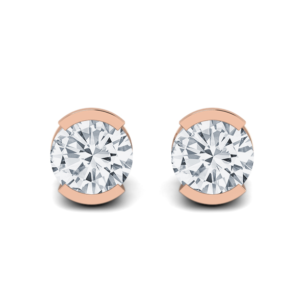 Diamond Half Bezel Stud Earrings