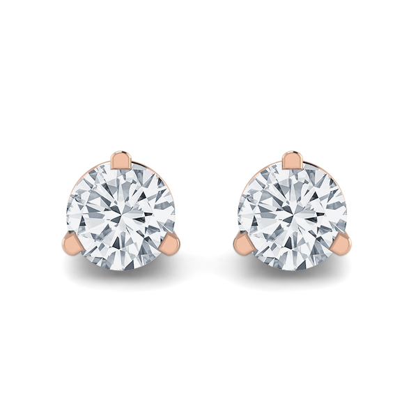 Three Prong Gallery Stud Earrings