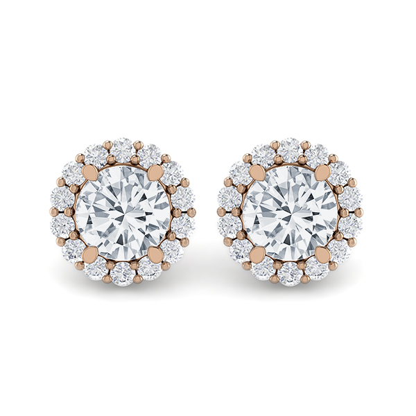 Diamond Shared Prong Halo Earrings