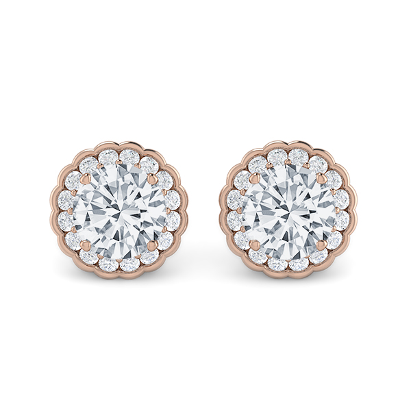 Round Halo Flower Earrings 