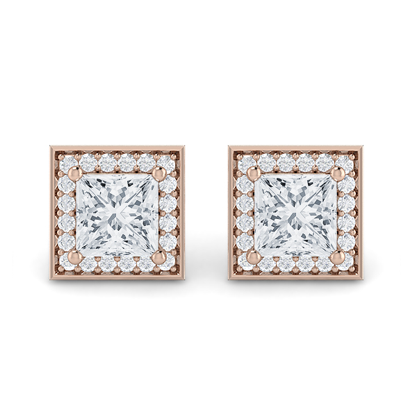 Stud Earrings With Diamond Halo