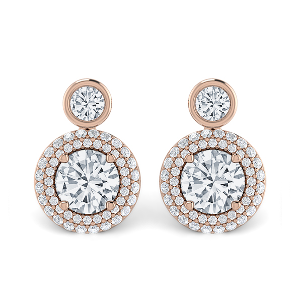 Diamond Double Halo Drop Earrings