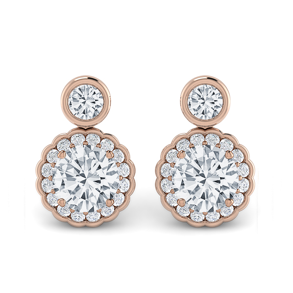 Diamond Halo Floral Drop Earrings