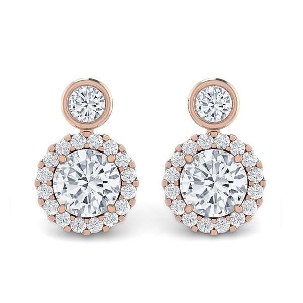 Diamond Halo Drop Earrings