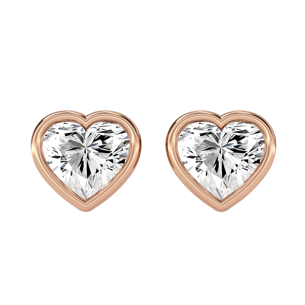Heart Diamond Stud Earrings