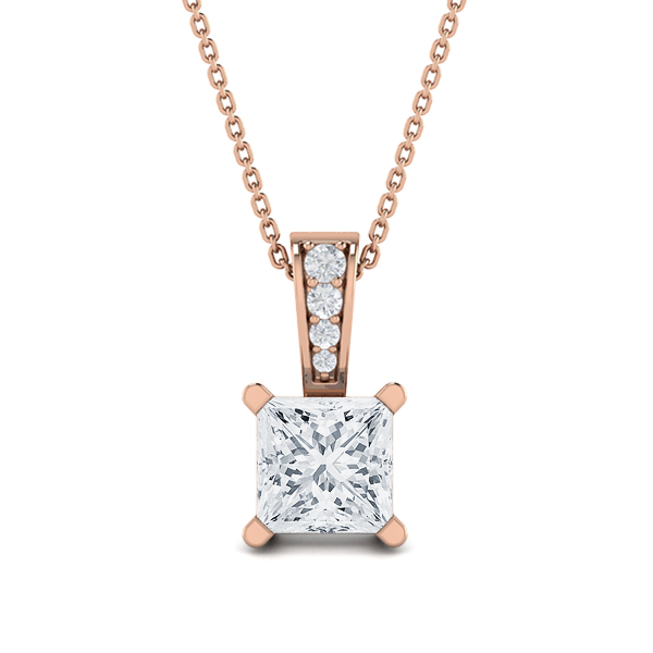 Four-Prong Princess Cut Solitaire Pendant 