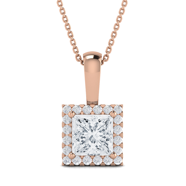 Diamond Single Halo Pendant Necklace
