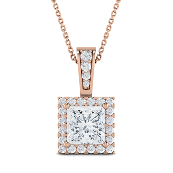 Diamond Single Halo Pendant Necklace