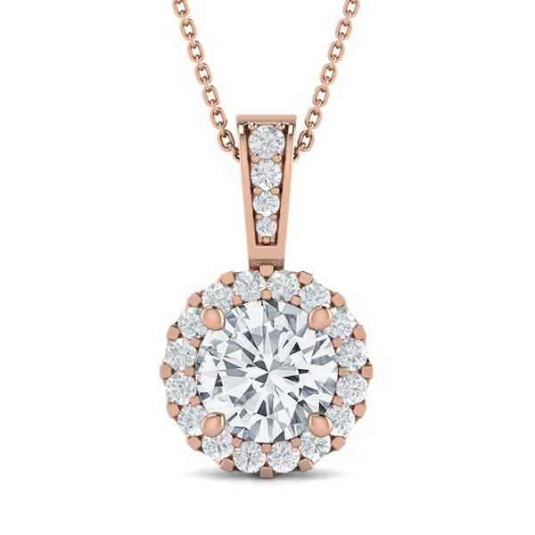 Diamond Shared Prong Halo Pendant