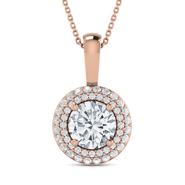 Diamond Double Circle Halo Pendant 