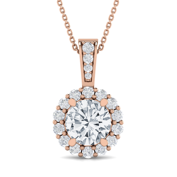 Diamond Shared Prong Halo Pendant 