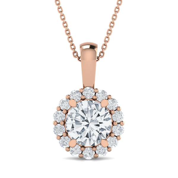 Diamond Shared Prong Halo Pendant