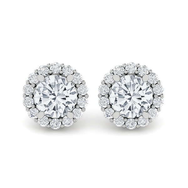 Diamond Shared Prong Halo Earrings