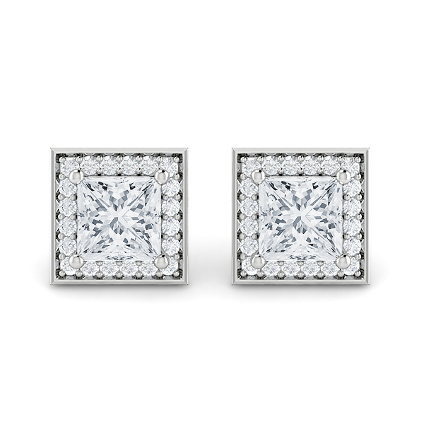 Stud Earrings With Diamond Halo