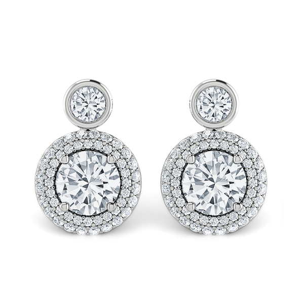 Diamond Double Halo Drop Earrings