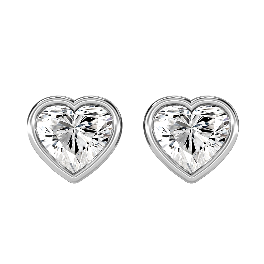 Heart Diamond Stud Earrings