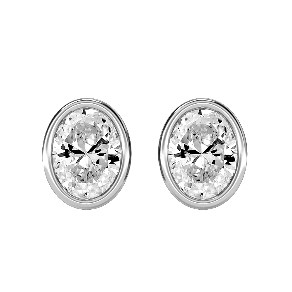 Oval Diamond Stud Earrings