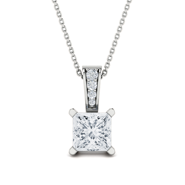 Four-Prong Princess Cut Solitaire Pendant 