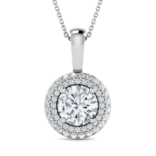 Diamond Double Circle Halo Pendant 