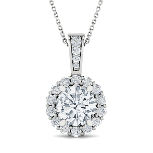 Diamond Shared Prong Halo Pendant 