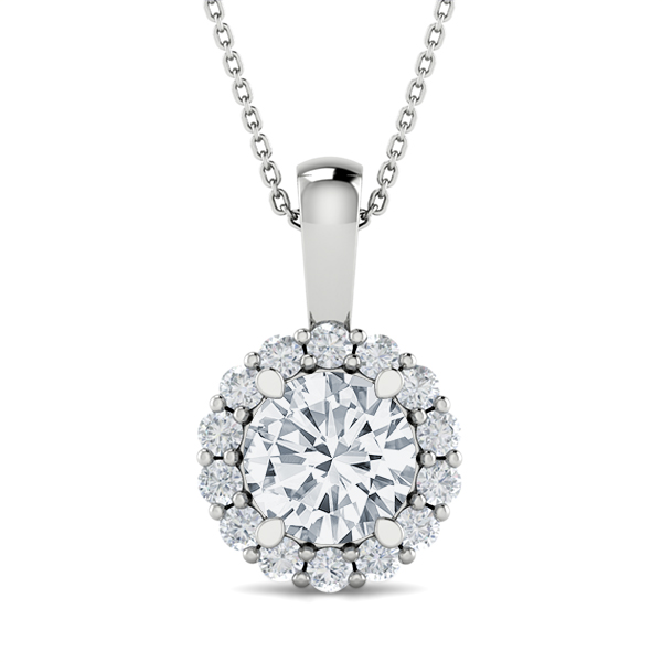 Diamond Shared Prong Halo Pendant