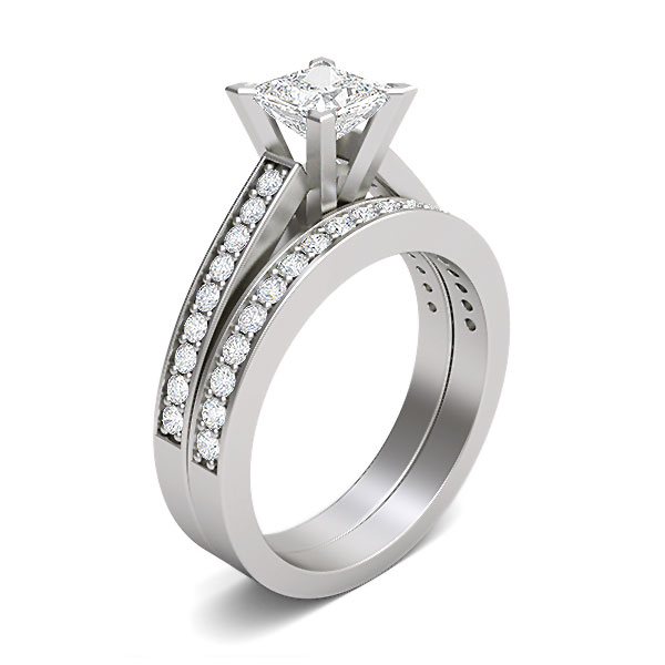 Diamond Sleek Modern Finish Bridal Set 