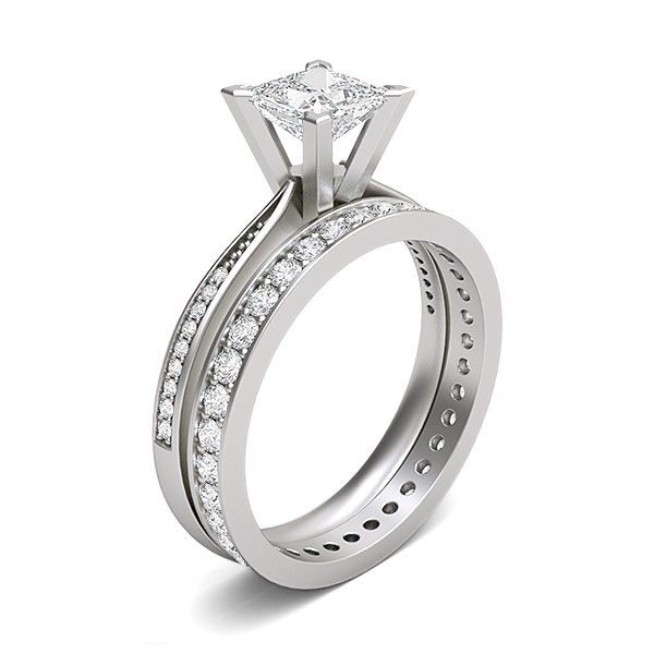 Diamond Engagement Ring With Full Eternity Wedding