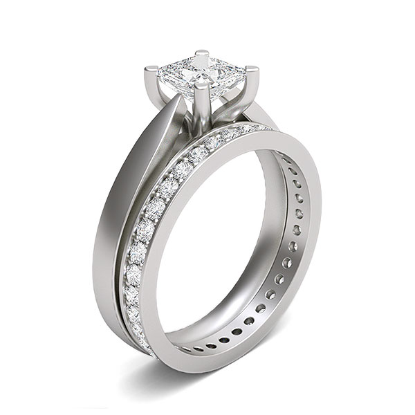 Diamond Full Eternity Matching Band Engagement Ring