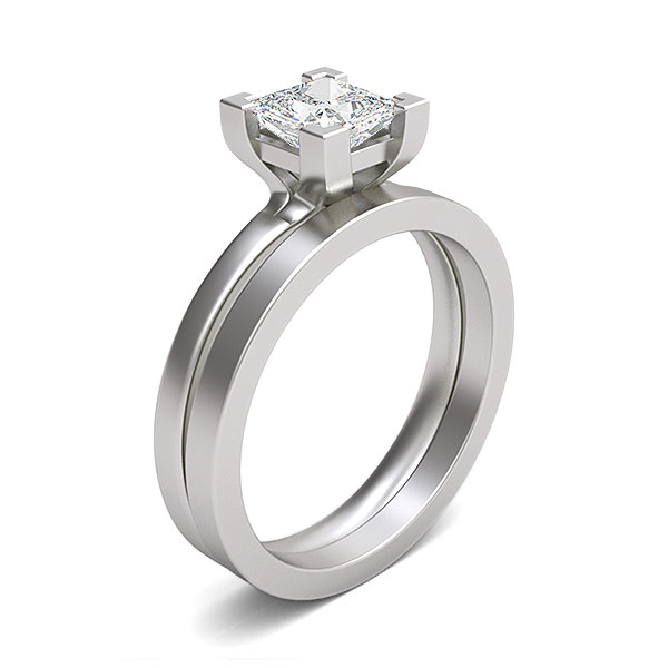 Princess Cut Comfort Fit Bridal Set Engagement Ring