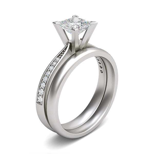 Diamond With Classic Plain Band Bridal