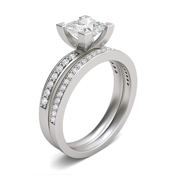 Engagement Ring with Half Eternity Matching Band